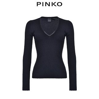 PINKO2020秋冬女装鸡心领羊毛混纺修身针织毛衣1G155RY6D1