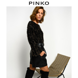 PINKO2020秋冬女装皮质经典飞鸟标志针扣短裤1G151WY6BE
