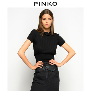 PINKO2020秋冬女装羊毛混纺修身高领短袖针织衫1G15K7Y5NC