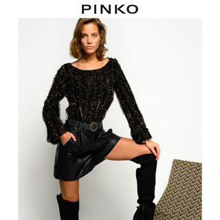 PINKO2020秋冬女装皮质经典飞鸟标志针扣短裤1G151WY6BE