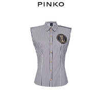PINKO2020秋冬女装徽章条纹无袖衬衫1G15DW8177