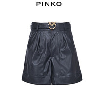 PINKO2020秋冬女装皮质经典飞鸟标志针扣短裤1G151WY6BE