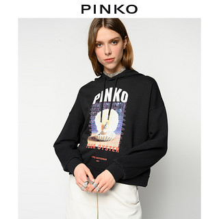 PINKO2020秋冬女装联名插画印花短款连帽卫衣1N12TPY6LD