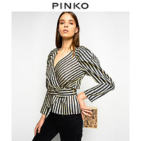 PINKO2020秋冬女装收腰金属丝条纹上衣1G15F28143