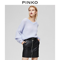 PINKO2020秋冬女装马海毛混纺V领复古针织衫毛衣1G156WY6E2