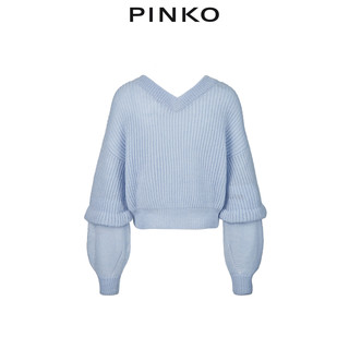 PINKO2020秋冬女装马海毛混纺V领复古针织衫毛衣1G156WY6E2
