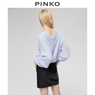 PINKO2020秋冬女装马海毛混纺V领复古针织衫毛衣1G156WY6E2