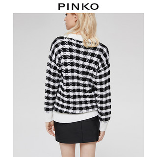 PINKO2020秋冬女装格纹提花V领毛衣针织衫1G15KBY6GF