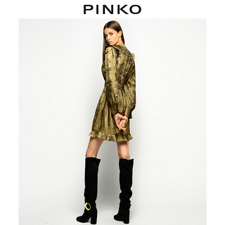 PINKO2020秋冬女装亮泽金属色收腰连衣裙1G1531Y6B5