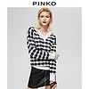 PINKO2020秋冬女装格纹提花V领毛衣针织衫1G15KBY6GF