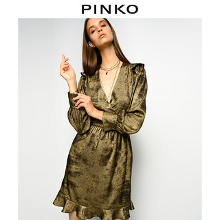 PINKO2020秋冬女装亮泽金属色收腰连衣裙1G1531Y6B5