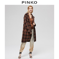 PINKO2020秋冬女装格纹宽松休闲毛呢大衣1G157ZY6CG