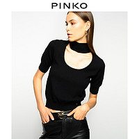 PINKO2020秋冬女装挖剪镂空半高领短袖针织衫1B14X9Y6PJ