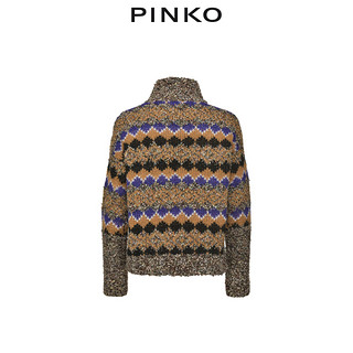 PINKO2020秋冬女装水晶胸饰拼接高领毛衣针织衫1B14VUY6NJ