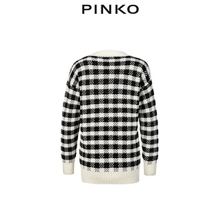 PINKO2020秋冬女装格纹提花V领毛衣针织衫1G15KBY6GF