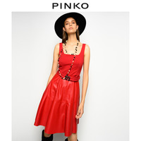 PINKO2020秋冬女装皮革效果A字型连衣裙短款连衣裙1G158G1739