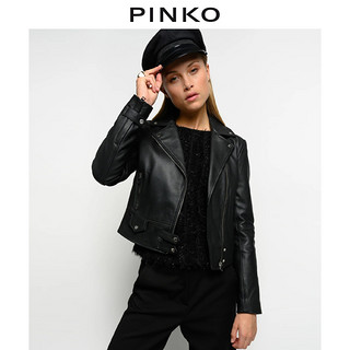 PINKO2020秋冬女装羊皮革机车夹克1G151QY672