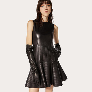 Valentino/华伦天奴女士新品 黑色 短款皮革连衣裙