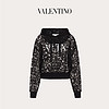 Valentino/华伦天奴女士新品 黑色 VLTN 蕾丝平纹针织卫衣