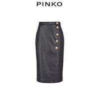 PINKO2021春夏新品女装金属扣装饰不对称皮革质感半身裙1G15WS710
