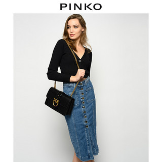 PINKO2021春夏新品女装罗纹两粒扣针织开衫1G164DY6XA