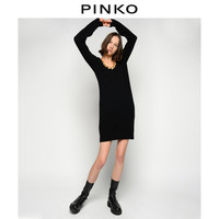 PINKO2021春夏新品女装金属环饰羊毛针织连衣裙1Q1082Y16Y