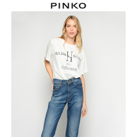 PINKO2021春夏新品女装字母印花棉质短袖T恤1Q108FY6Z7