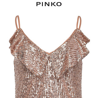 PINKO2021春夏新品女装华丽亮片荷叶边吊带背心1G15VA8444