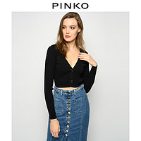 PINKO2021春夏新品女装罗纹两粒扣针织开衫1G164DY6XA