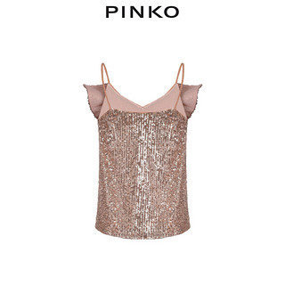 PINKO2021春夏新品女装华丽亮片荷叶边吊带背心1G15VA8444