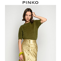 PINKO2021春夏新品女装起绒马海毛短袖针织衫上衣1Q107TY11H
