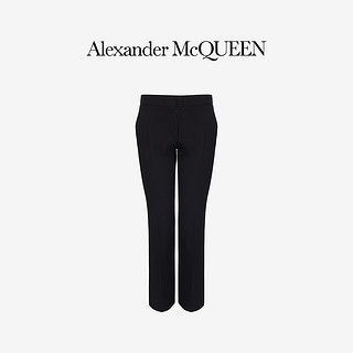 ALEXANDER MCQUEEN/亚历山大麦昆 女士黑色树叶绉绸烟管裤