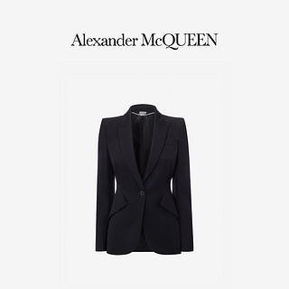 ALEXANDER MCQUEEN/亚历山大麦昆 女士黑色树叶绉绸夹克
