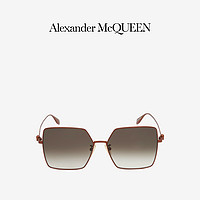 ALEXANDER MCQUEEN/亚历山大麦昆 女士亮面漆深棕色金属太阳眼镜