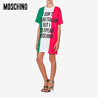 MOSCHINO/莫斯奇诺 21春夏 女士 意大利标语印花运动连衣裙