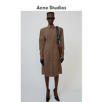 Acne Studios蓝色/棕色 中长款衬衫式长袖连衣裙女 A20133-AG7