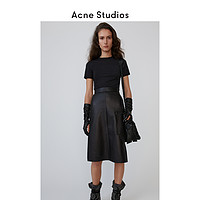 Acne Studios黑色侧拉链A字型皮革半身裙高腰中裙 AF0095-900