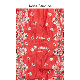 Acne Studios 2020新款红色棉丝混纺窄版菱形头巾方巾 CA0050-ACK