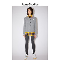 Acne Studios 2021早春新款麻灰色FACE羊毛V领开衫毛衣C60024-990