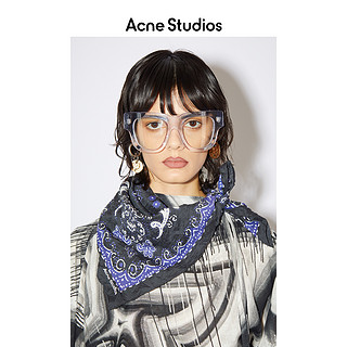 Acne Studios 2021春季新款皱饰黑蓝色涡纹印花丝巾 CA0121-AHJ