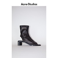 Acne Studios 2021春季新款黑色粗跟羊皮凉鞋鱼嘴鞋女 AD0353-AX0