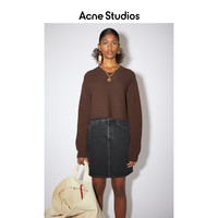 Acne Studios 2021春季新款深棕色V领短款针织毛衣女 A60251-ADM