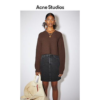 Acne Studios 2021春季新款深棕色V领短款针织毛衣女 A60251-ADM