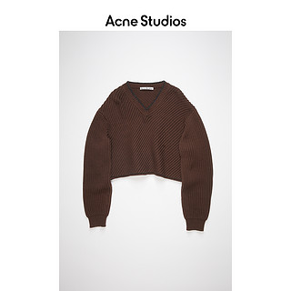 Acne Studios 2021春季新款深棕色V领短款针织毛衣女 A60251-ADM