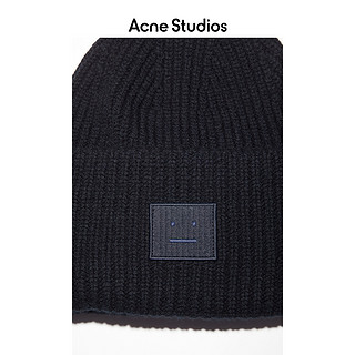 Acne Studios Face2021春季新款黑色笑脸针织毛线帽潮 C40135-900