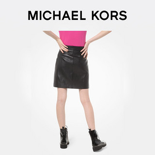 MK 拉链装饰高腰皮裙包臀裙短裙女装 Michael Kors