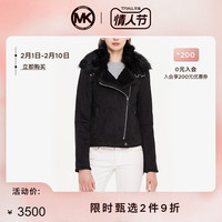 MK 秋冬短款修身拉链夹克毛领机车外套女装