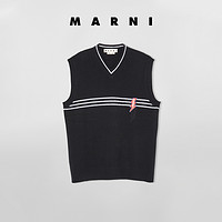 Marni2021新款早春对比色条纹粗纺羊毛背心