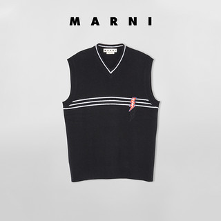 Marni2021新款早春对比色条纹粗纺羊毛背心