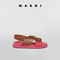 Marni2021早春新款女式双色交叉小牛皮Fussbett凉鞋